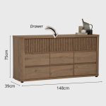 KOMAR 150cm 9 Flutter Drawer Storage Cabinet-Dark Oak - Image 11