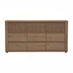 KOMAR 150cm 9 Flutter Drawer Storage Cabinet-Dark Oak - Image 8
