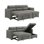 STUCCO 3 Seater Storage Sofa Bed-Grey - Image 3