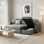 STUCCO 3 Seater Storage Sofa Bed-Grey - Image 2