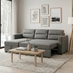 STUCCO 3 Seater Storage Sofa Bed-Grey - Image 4