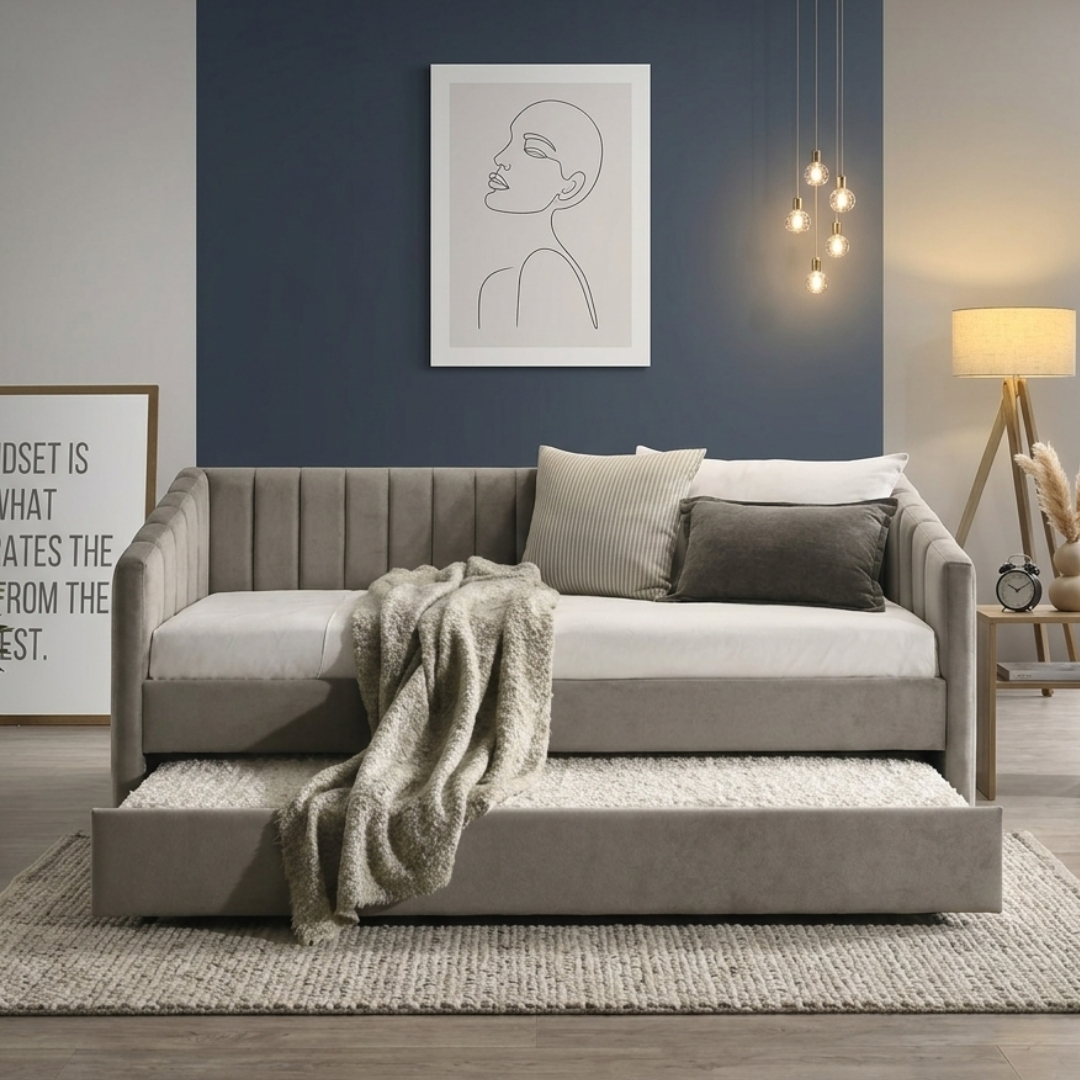 ALDER 5333 ALDER Day Bed with Trundle-Grey - Image 1