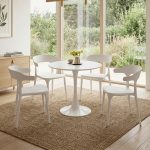 AMINO MDF Top D80cm Round 4 Seater Dining Set-White