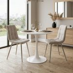 BECKI 2 Seater Sintered Stone Round Dining Set-Beige
