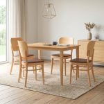 BEVER 4 Seater Dining Set-Natural - Image 2