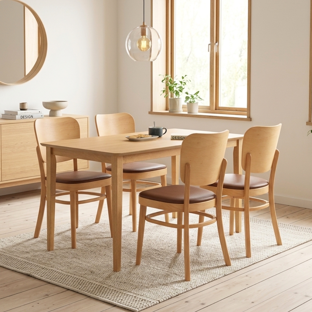 BEVER 4S NTR-3 BEVER 4 Seater Dining Set-Natural - Image 1