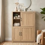 CAMBRIC 3 Door Storage Cabinet-Dark Oak