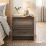 CARLTON 2 Drawers Bedside Table-Rustic Oak
