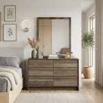 CARLTON 6 Drawer Dresser With Mirror-Rustic Oak