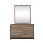 CARLTON 6 Drawer Dresser With Mirror-Rustic Oak - Image 2