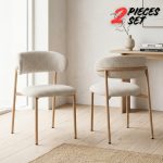[Set of 2] CASSY Curved Back Dining Chair-Beige