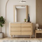 COSMO 6 Drawer Chest With Mirror Set-Natural