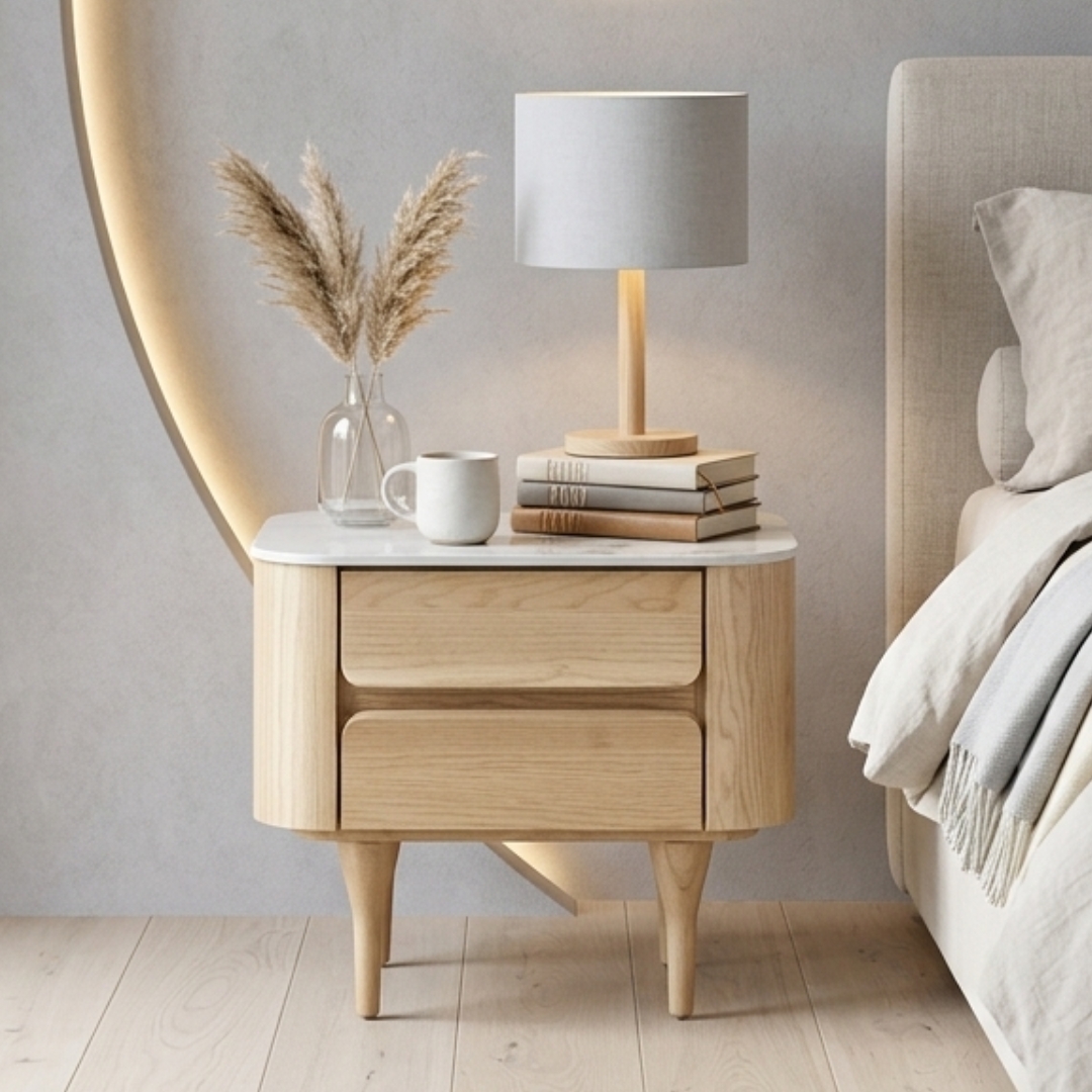 COSMO bedside- COSMO 2 Drawer Bedside Table-Natural - Image 1