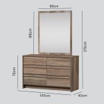 CARLTON 6 Drawer Dresser With Mirror-Rustic Oak - Image 8