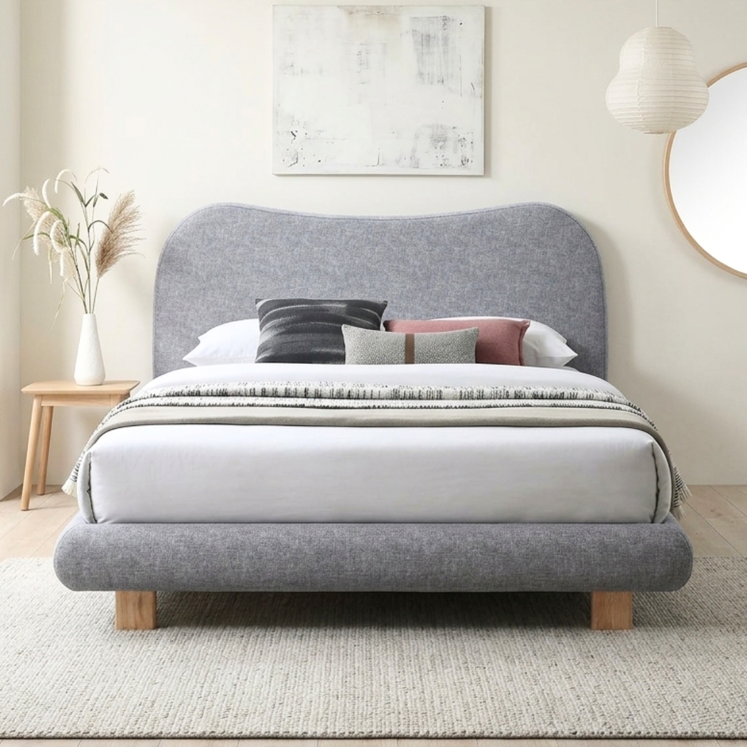 Corona bed- (1) CORONA Queen And King Size Bedframe-Light Grey - Image 1