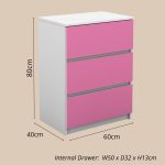 EMILY 3 Drawer Chest-Pink - Image 3