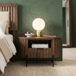 ETHEREAL Oval Shaped Bedside Table-Walnut