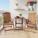 FORO 1+2 Foldable Arm Chair Outdoor Set-Teak Oil - Image 7