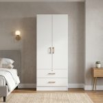 MESMIRA 2 Door 2 Drawer With Key Lock Wardrobe-White