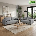 GAUZE 2 + 3 Seater Pet Friendly Sofa Set-Grey
