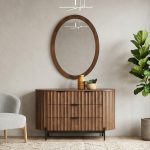 GROVE 120cm 4 Door Dresser with Mirror-Walnut