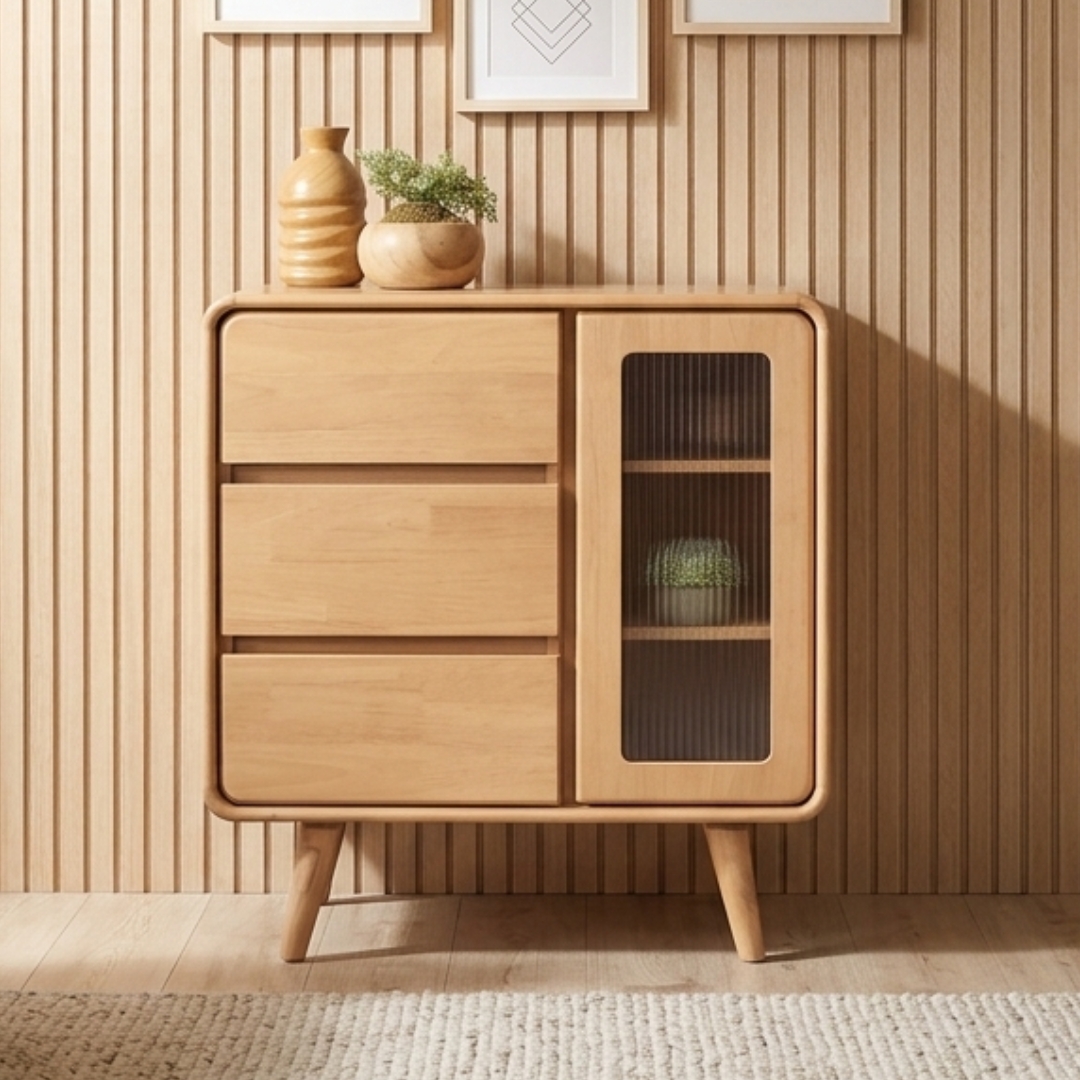 HEMLOCK 5954 HEMLOCK 80cm Compact Storage Cabinet-Natural - Image 1