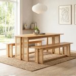 KOMAR 180cm 6 Seater Full Solid Dining Set-Natural Oak
