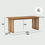 KOMAR 180cm Full Solid Dining Table-Natural Oak - Image 10