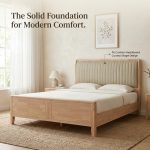 LATHE Solid Rubberwood Bed Frame-White Wash - Image 2