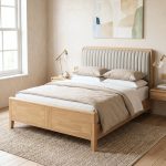 LATHE Solid Rubberwood Bed Frame-White Wash - Image 11