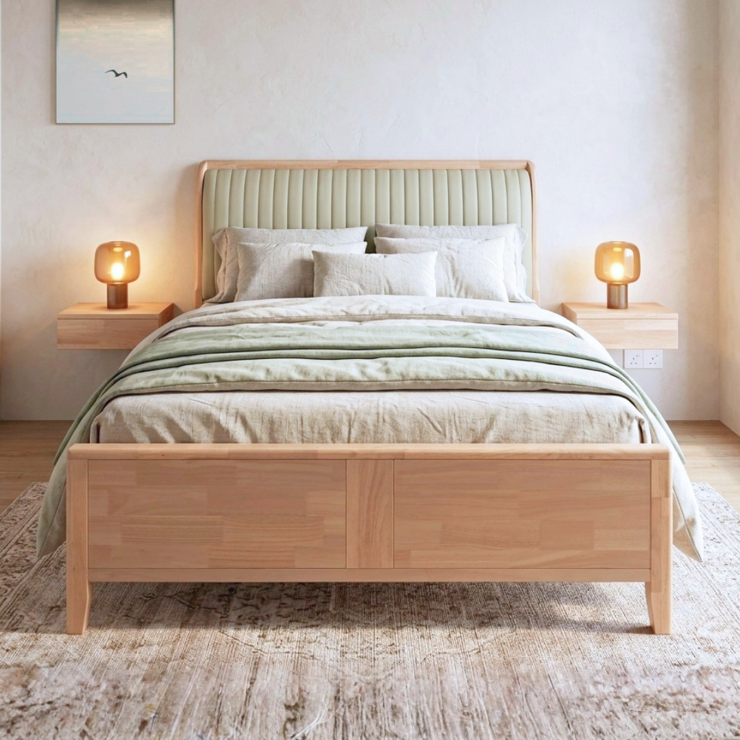 LATHE BED 2908-13 LATHE Solid Rubberwood Bed Frame-White Wash - Image 1