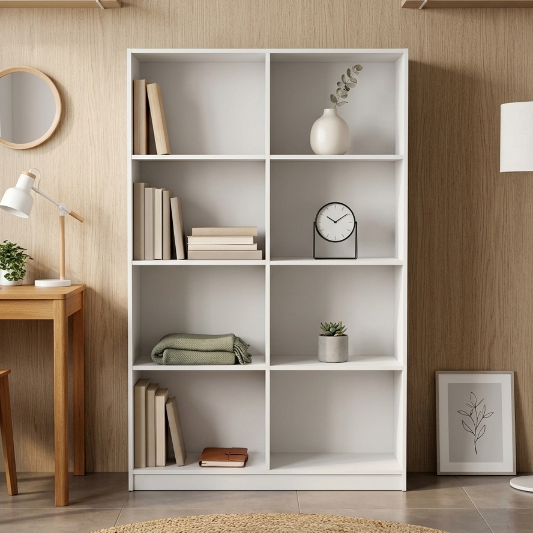 MESA BOOKCASE-1 MESA 8 Compartment File Cabinet-White - Image 1
