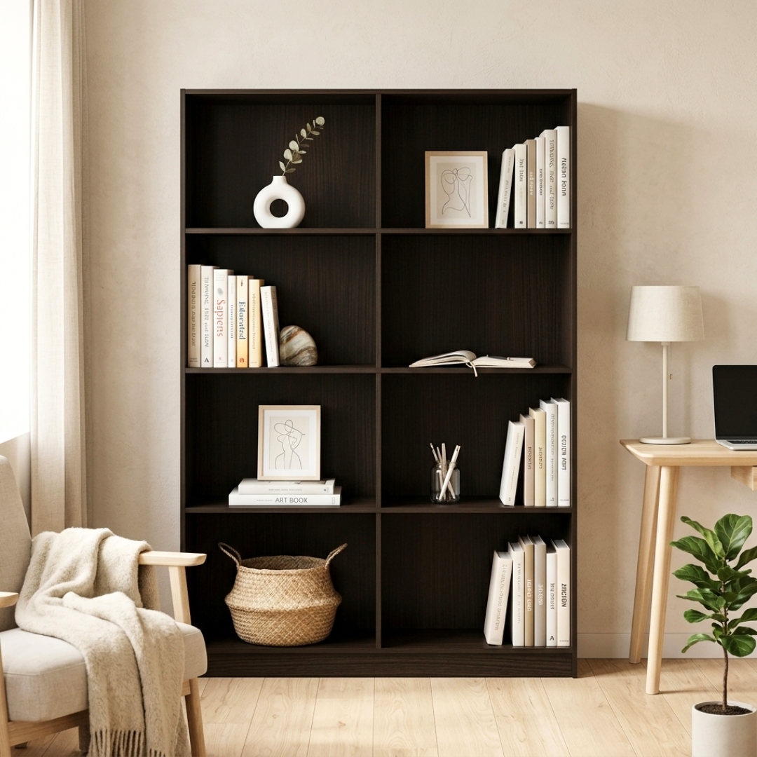 MESA BOOKCASE-3 MESA 8 Compartment File Cabinet-Brown - Image 1