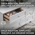 [Zero Formaldehyde] QUASAR 6 Drawer Dresser-White - Image 4