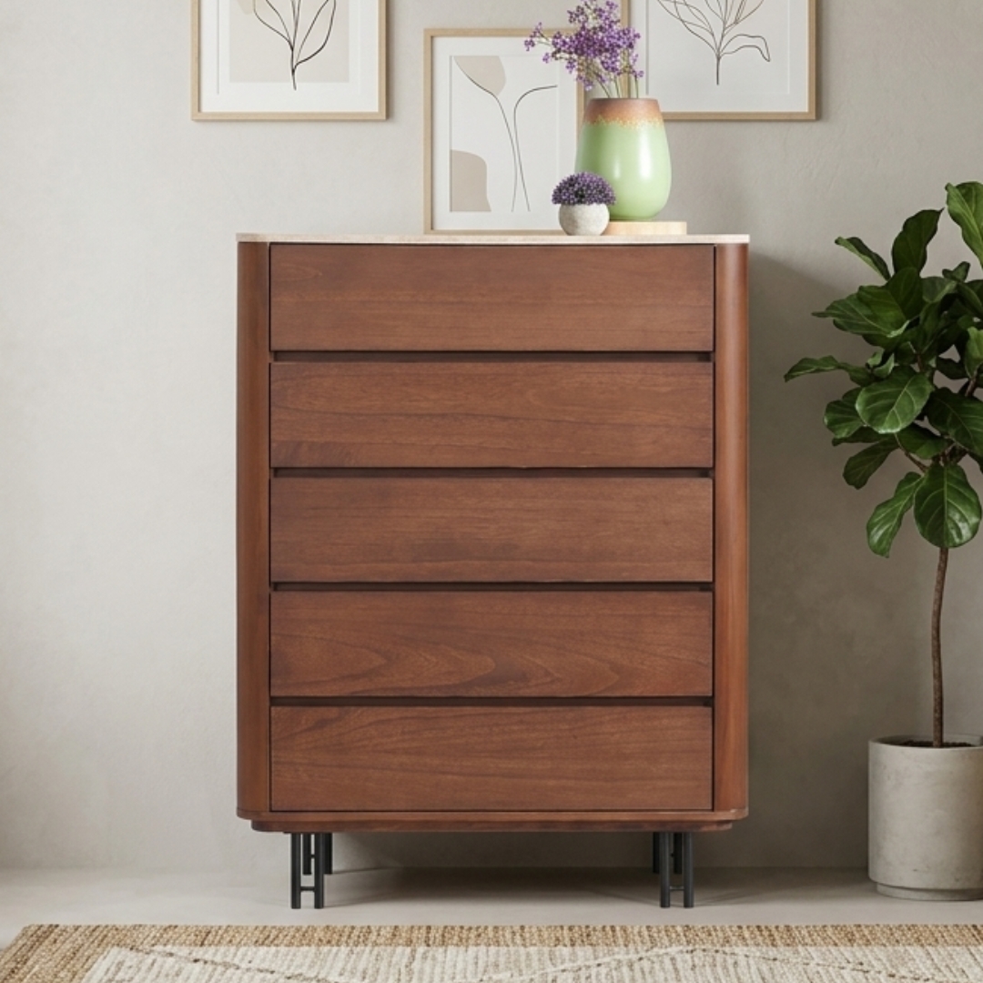 QUEBEC 5651-5D QUEBED 5 Drawer Chest-Walnut - Image 1