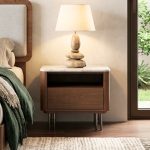 QUEBEC 1 Drawer Bedside Table-Walnut - Image 2