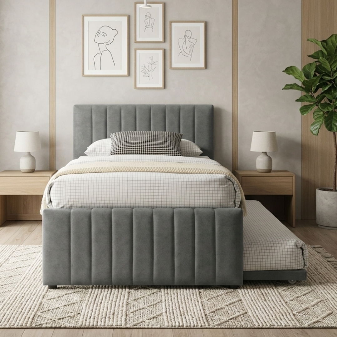 REGALIA 5548 GREY REGALIA Single Size Pullout Bed-Grey - Image 1