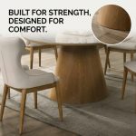 RENA D135cm Round Sintered Stone Dining Table-Beech - Image 5