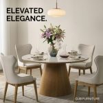 RENA D135cm Round Sintered Stone Dining Table-Beech - Image 3
