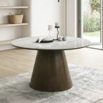 RENA D135cm Round Sintered Stone Dining Table-Walnut