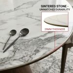 RENA D135cm Round Sintered Stone Dining Table-Walnut - Image 3