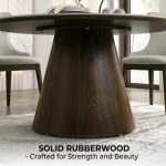 RENA D135cm Round Sintered Stone Dining Table-Walnut - Image 5