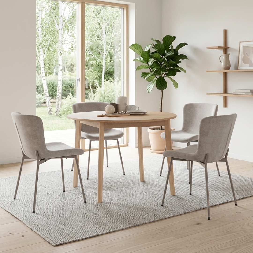 RILO ROUND 4S RILO 4 Seater Round Dining Set-Beige - Image 1