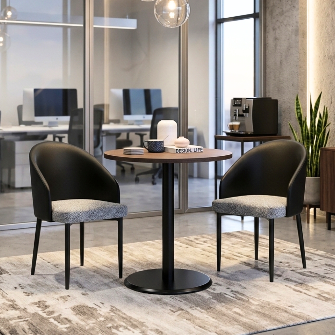 RUNDA 2S BLACK RUNDA 2 Seater Round Dining Set-Black - Image 1
