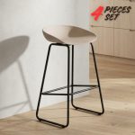 [Set of 4] FRANCISCO 29" Metal Bar Chair-Beige