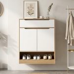 MARIAN 1 Drawer 2 Door Hanging Shoe Cabinet-Oak+White
