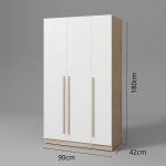 SHEILA 3 Door Wardrobe-Oak+White - Image 5