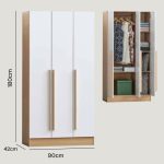 SHEILA 2 & 3 Door Wardrobe-Oak+White - Image 6
