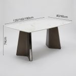 CHRONO 140-180cm Boat Shaped Crystal Marble Table-White - Image 9