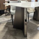 CHRONO 140-180cm Boat Shaped Crystal Marble Table-White - Image 7